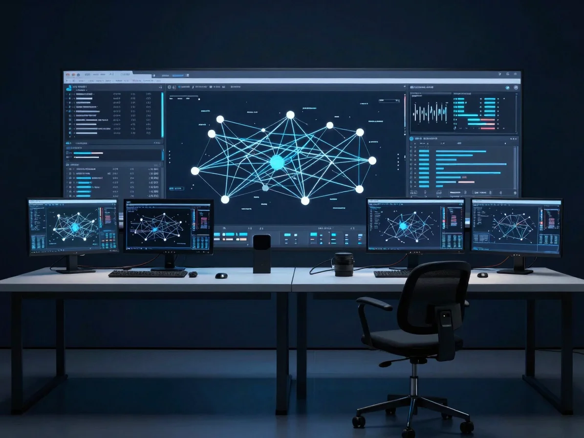 Minimalist analytical workstation setup showing search graph data
